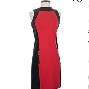 Michael Kors Red and Black Colorblock Sheath Dress